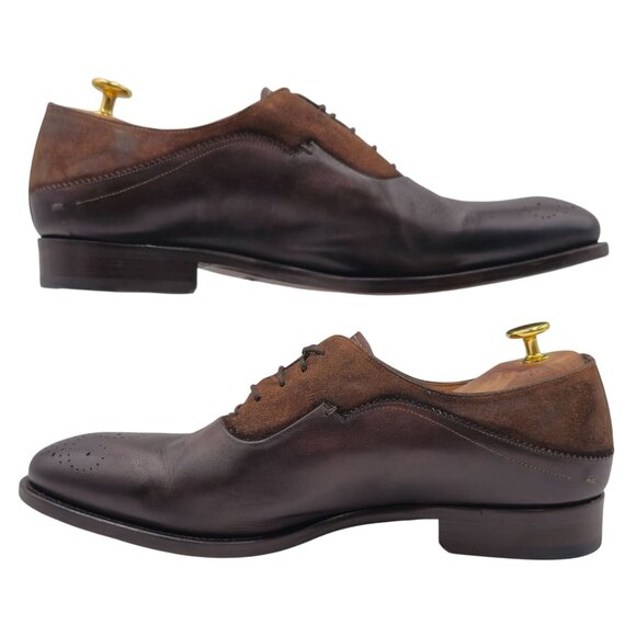 Mezlan Spain Brown Leather Suede Medallion Toe Oxfords Men's 10.5M Dress Shoes - Picture 4 of 11